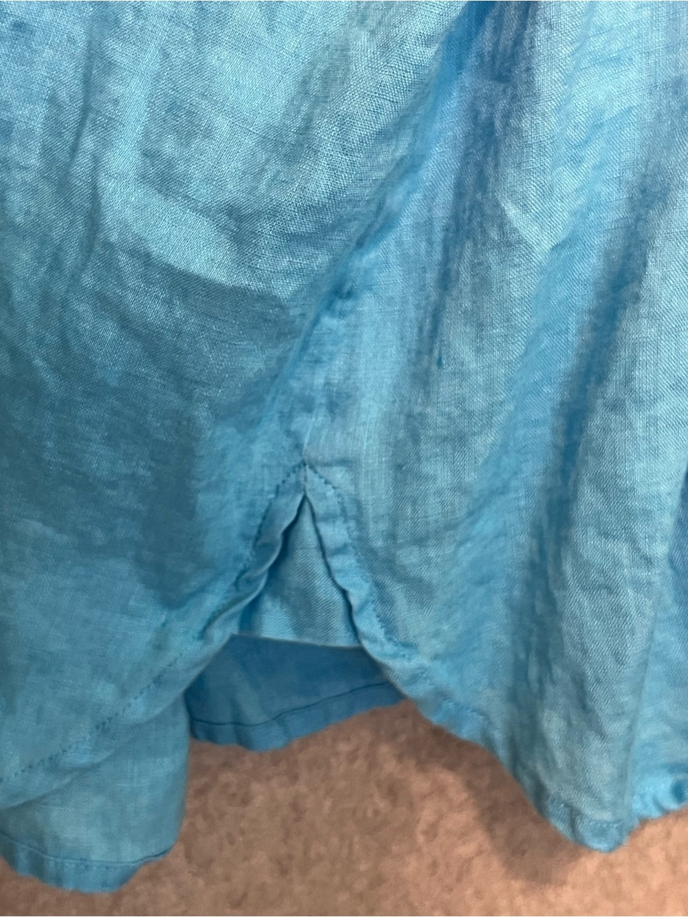 J. Jill 100% Linen Aqua Blue Tunic Blouse Womens L Button Front Coastal Bea - Picture 5 of 10